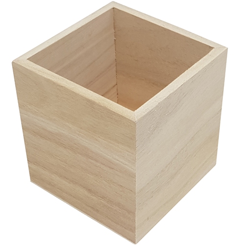 Houten pennenbakje vierkant